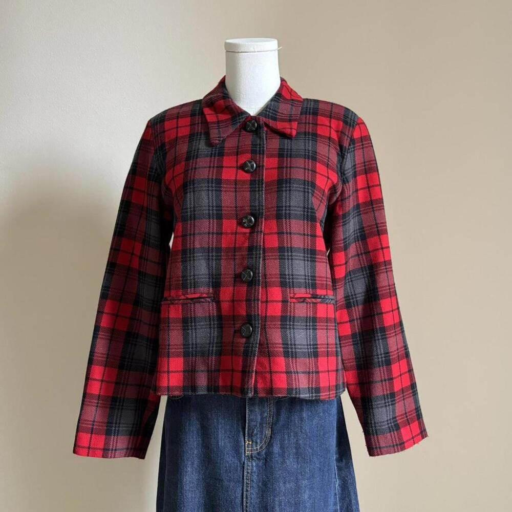 90s red plaid jacket